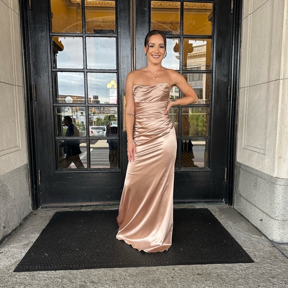 David’s Bridal - Strapless Sand Dress - Picture 2 of 5